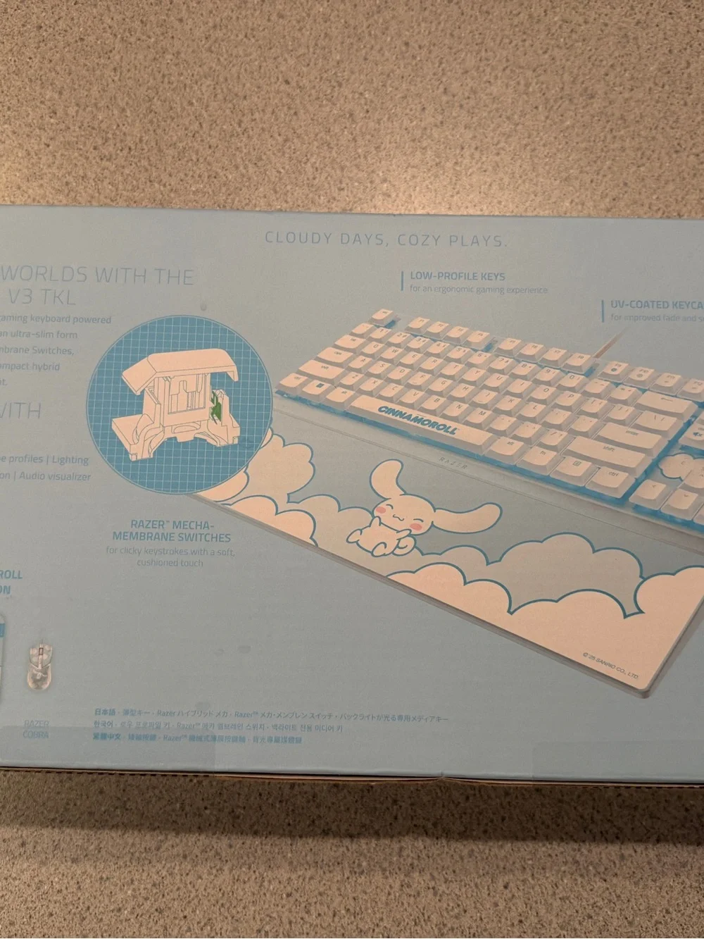 Razer Chroma RGB Ornata V3 Tenkeyless Cinnamoroll Hello Kitty Keyboard Backlit